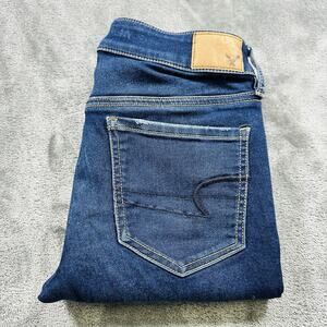 American Eagle Jegging Jeans Womens‎ Sz.4 Blue Denim Crop Super Stretch